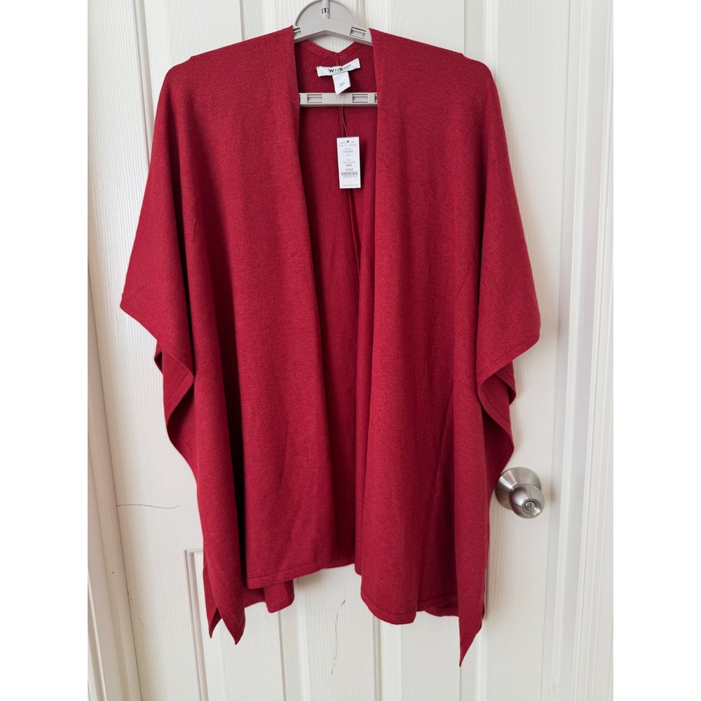 White House Black Market WHBM Heather Red Rose Ruana Wrap 570356701 One Size